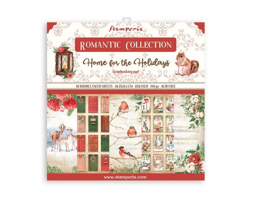 Набор бумаги "Home for the Holidays" 20,3 х 20,3 см., 10 листов, Stamperia