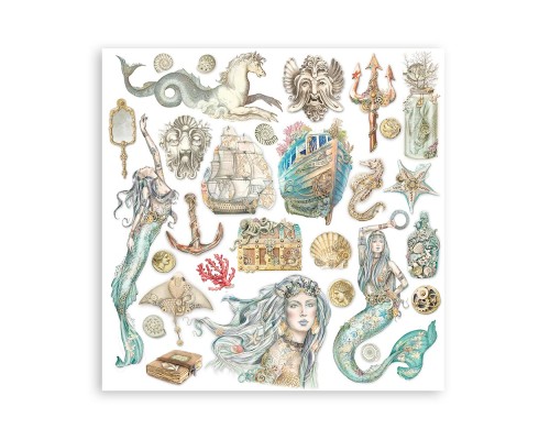 Набор бумаги "Songs of the Sea" 20,3 х 20,3 см., 10 листов, Stamperia